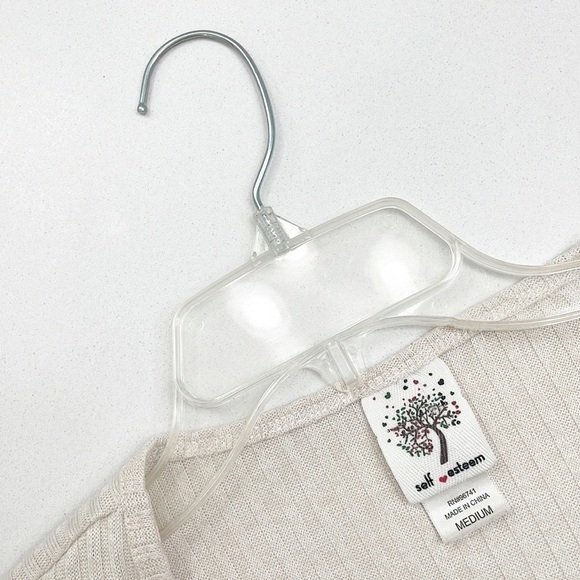 Self Esteem cream ribbed lace up long sleeve top - Picture 3 of 5